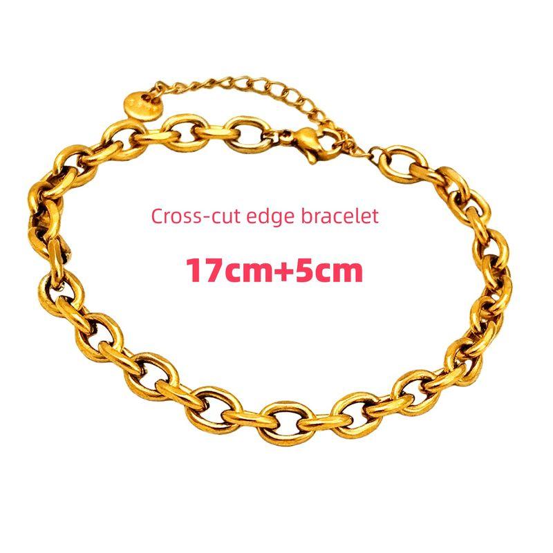 

Color-Preserving, 18K Real Gold, Sweet and Cool Style, High-End European and American Light Luxury, Titanium Steel Does Not Fade, Handmade Jewelry 22 cm 6mm Cross-Cut Bracelet 1 Piece