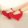 Elegant And Trendy New Fashion Women's Bow Tie Ankle Heel Platform Wedge Shoes