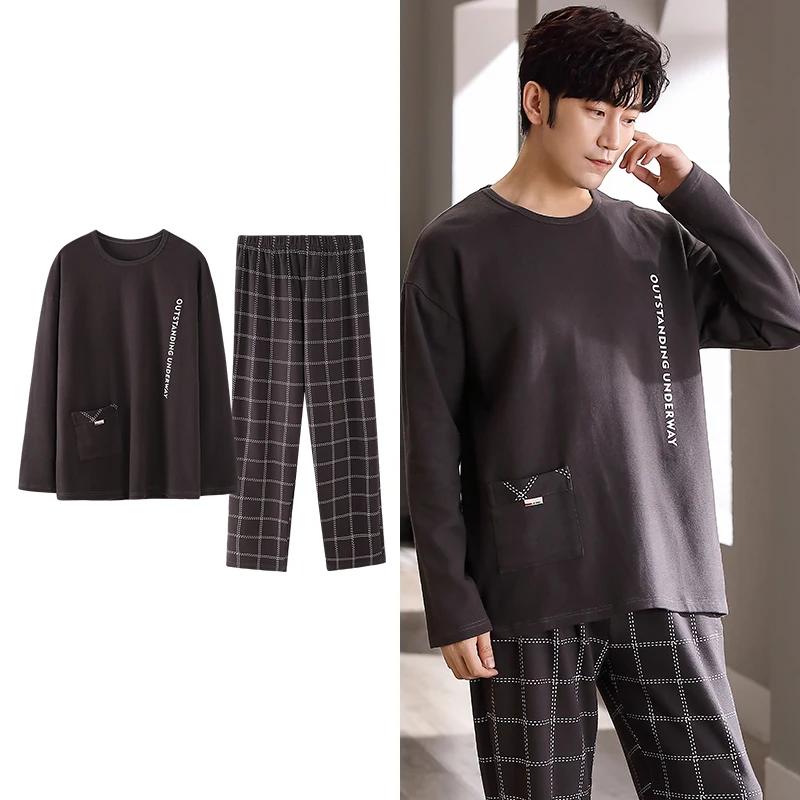 Hjorteutskrift Elegant pyjamassett for mann Høst Vinter Mote Myk bomull Herre Loungewear Komfortabelt nattøy