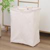 Opvouwbare Katoen Linnen Waszak met Houten Handvat Grote Opbergmand voor Kleding Duurzaam Polycotton Canvas Organizer