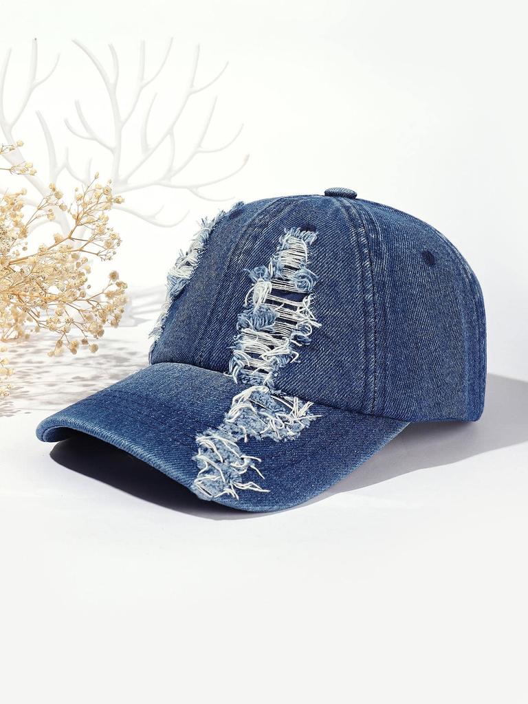 Holed Baseball Caps Vintage Washed Distressed Cap Fashion Sports Denim Hats Plain Women Men Dad Caps