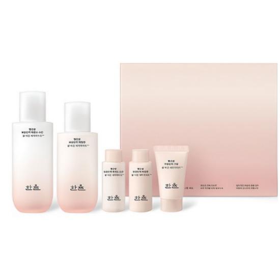 a0214   Hanyul Red Rice Moisture & Firmness 5-Piece Skincare Set (Essence 150 mL + Emulsion 125 mL + Cream 15 mL + Essence 18 mL + Emulsion 18 mL)