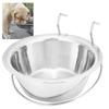 Pet Dog Cat Stainless Steel Hanging Type Bowl Durable Water Food Pot Hanging on Cage with Fixed Bracket