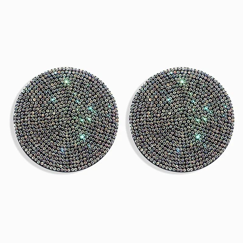 2PCS Diamond Car Coaster Non-Slip Mat Water Holder Cup Slot Silica Gel Pad Cup Mat Gadget Bling Waterproof Interior Accessories