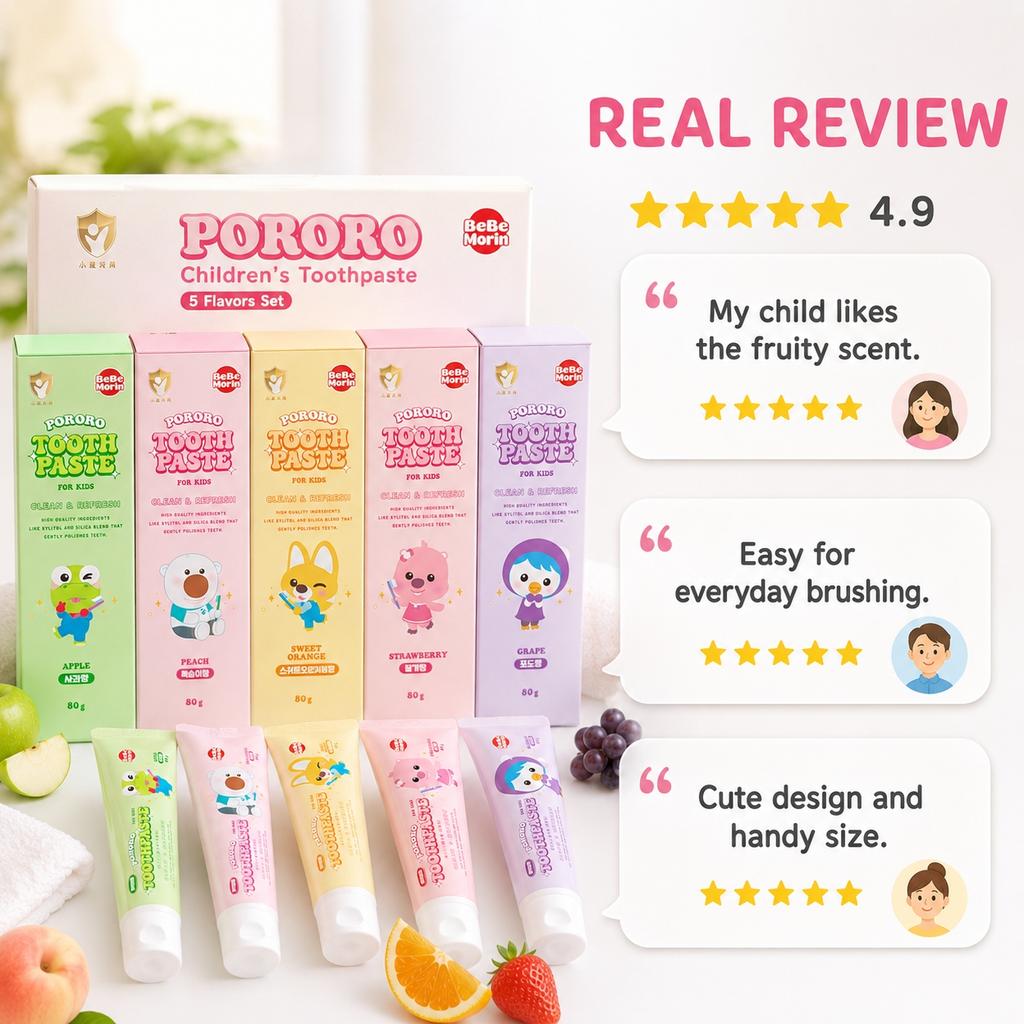 Dentifricio per Bambini PORORO 90g 5 gusti