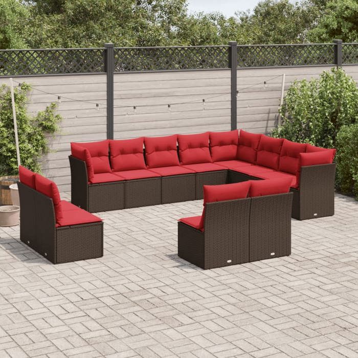VidaXL Garden Lounge Set with Cushions 12 Pcs, Patio Sofas, Outdoor Furniture Set, Modern, Brown 3218474