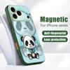 Blue Coat Panda Pattern Case For iPhone 17 Pro Max Magnetic For Magsafe Skin Feeling Cover For iPhone 16 15 14 13 Pro Max