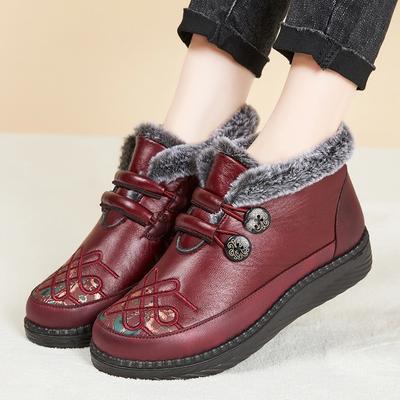 Neue warme kurze Damenstiefel für Herbst und Winter sowie dicke, bestickte warme Damenschuhe aus Samt