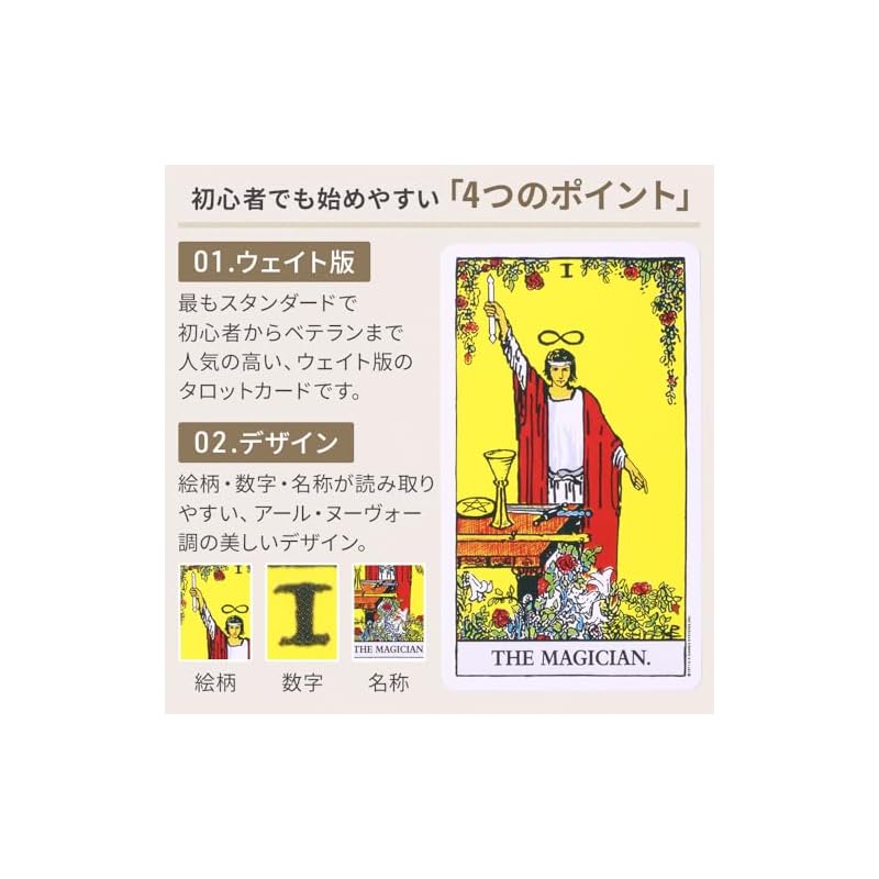 Bonarca Tarot Cards for Beginners - Rider-Waite Mini [Small size, easy to handle for beginners] Beautiful Rider-Waite style, standard type, for