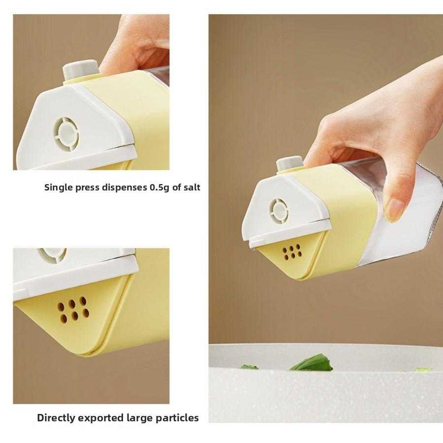 Dual-purpose quantitative salt tank kitchen press seasoning bottle moisture-proof salt-spreading square double-mouth bottle