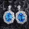 Luxury Heavy Industry Aquamarine Pigeon Egg Gem Necklace Pendant Colored Treasure Earrings Set Temperament Zircon Blue Topa Ring