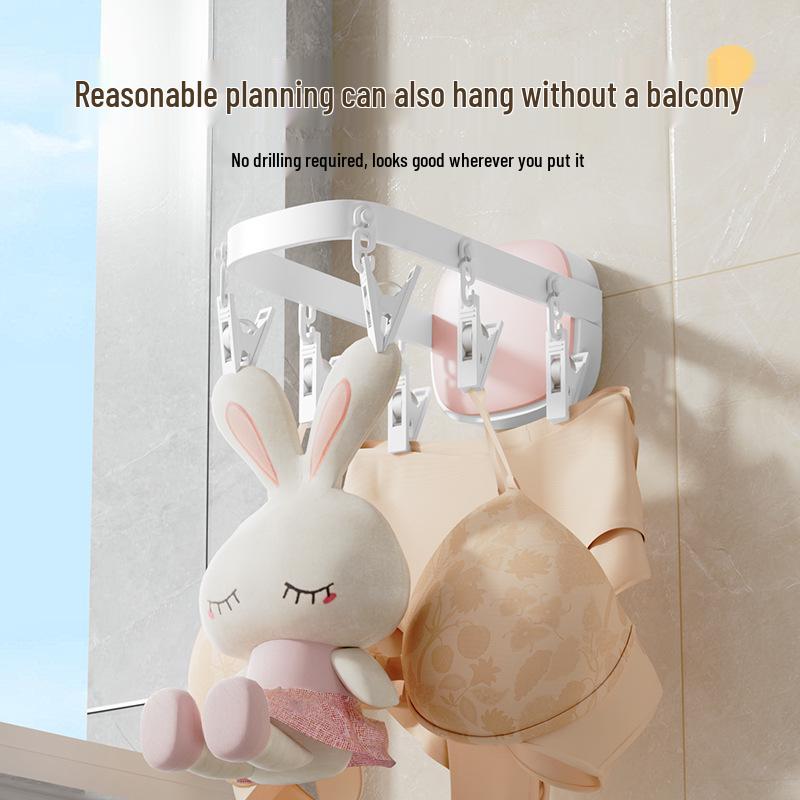 Punch-Free Wall-Mounted Folding Clothes Drying Rack for Indoor and Balcony Use