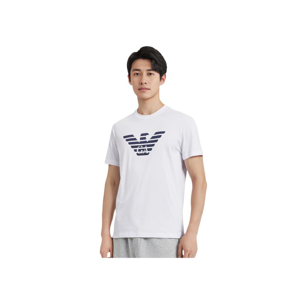 Emporio Armani Letter Logo Print Short Sleeve T-Shirt Men Tops White 1JPZZ-8N1TN5-0147