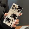 Square Back Tube Protection Clear Case For iPhone 12 13 15 Plus 16 ProMax 14 Pro Max 11 Anti-Oxygen,Coconut Tree Pattern Casing