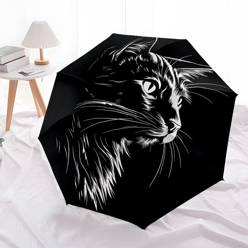 1pc Cat Profile Automatic Opening/Closing Umbrella with Operation & Windproof Canopy yy260311040