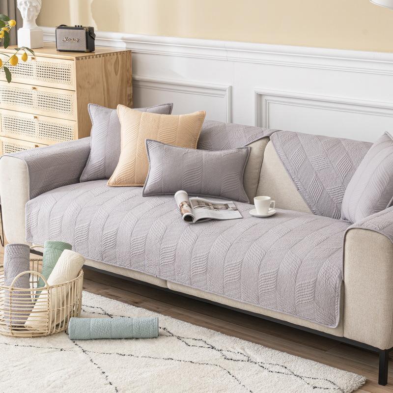 Four Seasons Universelles Sofakissen aus Baumwolle, gestepptes Stoffkissen, nordisches, einfaches, rutschfestes, einfarbiges Sofabezug