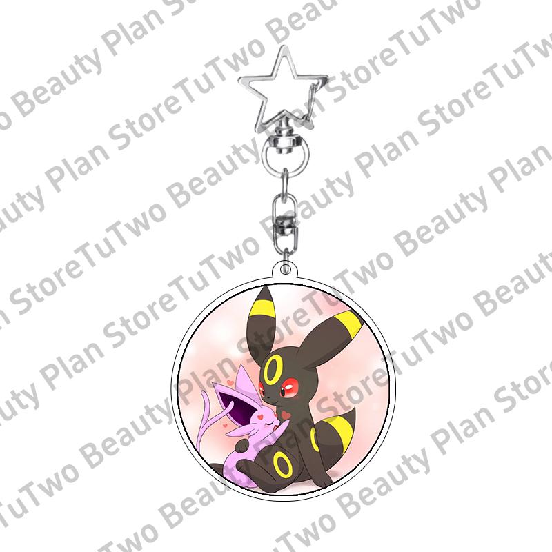 Girly Heart Acrylic Anime Sylveon Espeon Glaceon Eevee Cartoon Keychain Key Chains Keyrings Jewelry Fans Gifts Accessories Toys
