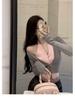 V-Neck Patchwork Knit Cardigan - Women's Early Autumn Slim Fit Sweater