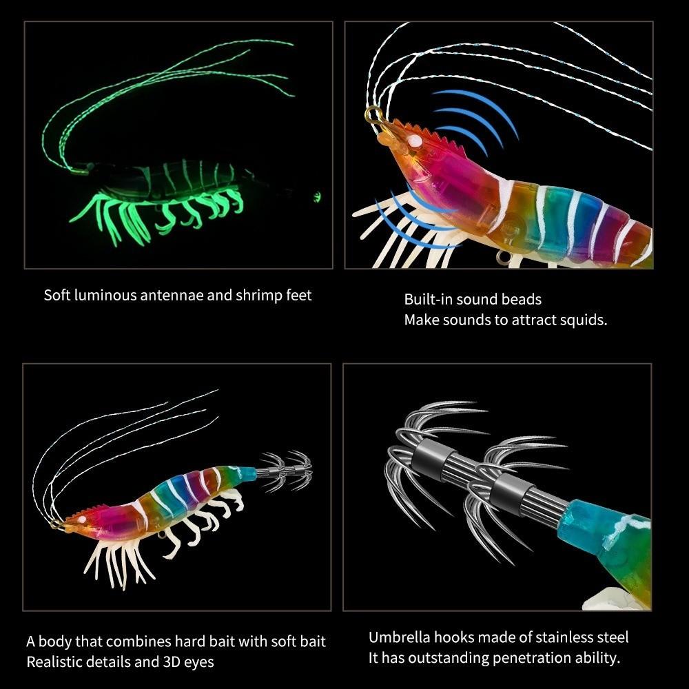 Wobbler 80mm 7g Squid Jig Horizontal Webfoot Slow Sinking Lure Luminous Wood Shrimp Octopus Bait Sea Fishing