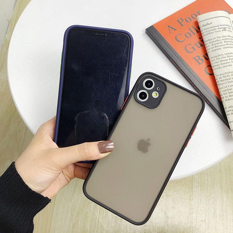 Simple Matte Contrasting Frame Skin Feeling Case 12 Mobile Phone Case 11Pro/Max/XR Silicone/8plus Women's Anti-drop