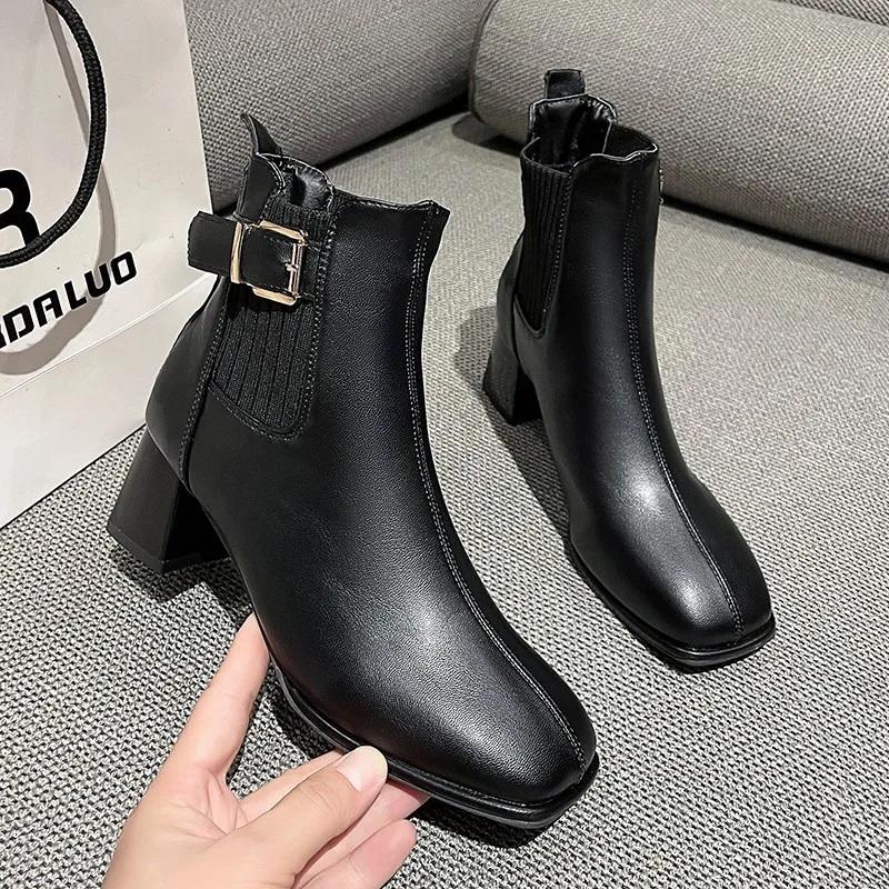 Fashion 2024 Autumn New Large Size Retro Thick with Women's Fashion All-matching Women's Riding Boots