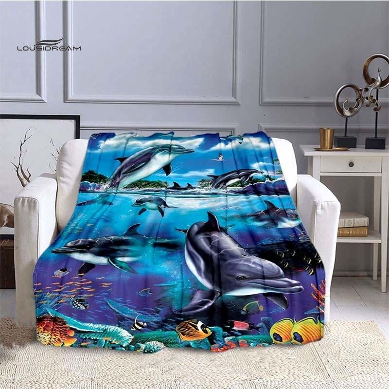 LOUSIDREAM Marine Life Flannel Blankets for Bed Home Travel Adult Flannel Blanket for Couch Bed Living Room Sofa Child Keep Warm