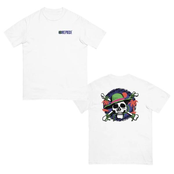 Anime One Piece Straw Hat Pirates Skull Tshirt Vintage Graffiti Print Unisex Unisex Casual Streetwear Short Sleeve Tee