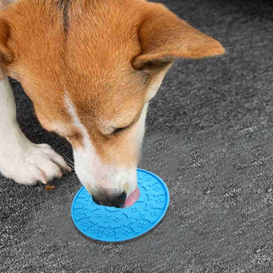 Yousheng Pet Slow Food Mat with Strong Suction Cup, Bone Paw Print Design Dog Feeding Mat, Dog Slow Eating Bowl Accessory for Preventing