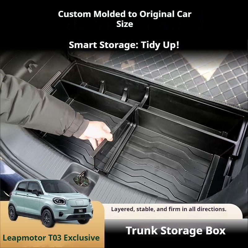 Passend für Leapmotor T03 2022-2025 Auto Spezielle Kofferraum-Aufbewahrungsbox Organizer Trennwand Modifikation