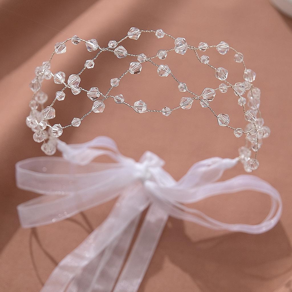 New Retro Crystal Headband, Fashionable and Versatile Bridal Headwear, Hand-beaded Mesh Crystal Wide Headband for Women