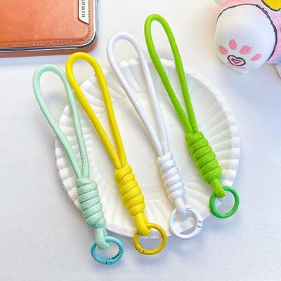 14CM Color Block Woven Plush Mobile Phone Lanyard & Anti-Lost Keychain Rope