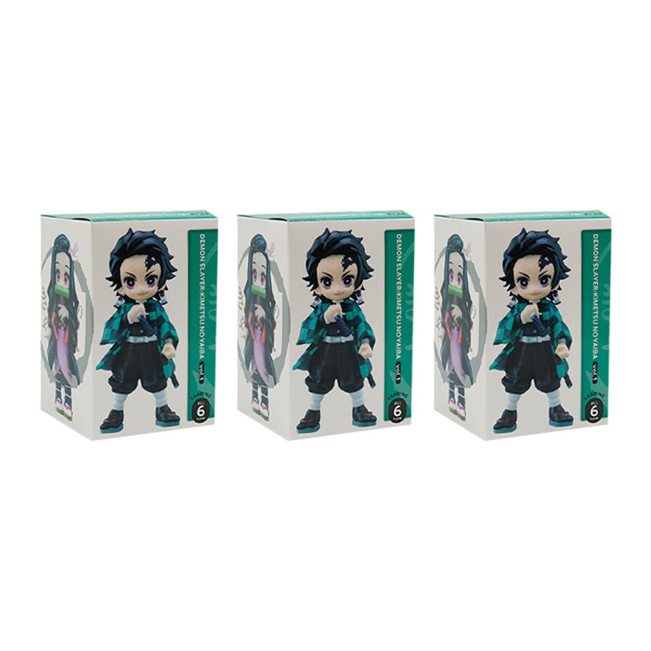 6pcs Demon Slayer Tanjiro Kamado Nezuko Anime Cartoon Figure Box Statue Model Ornament Surprise Gift Box Collection Figure