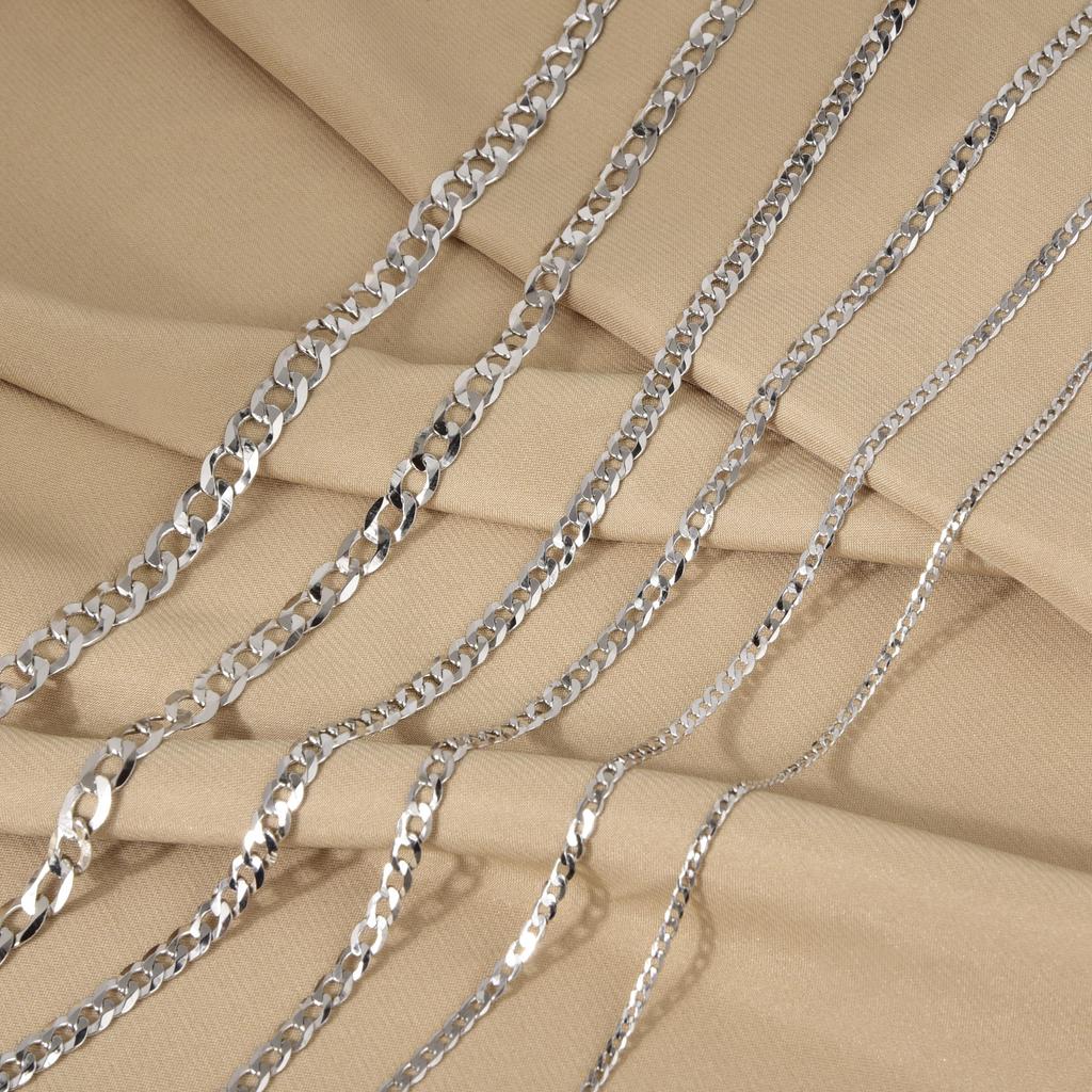 925 Sterling Silver Cuban Link Chain Necklace Solid Silver Curb Chain for Men Women Hip Hop Jewelry