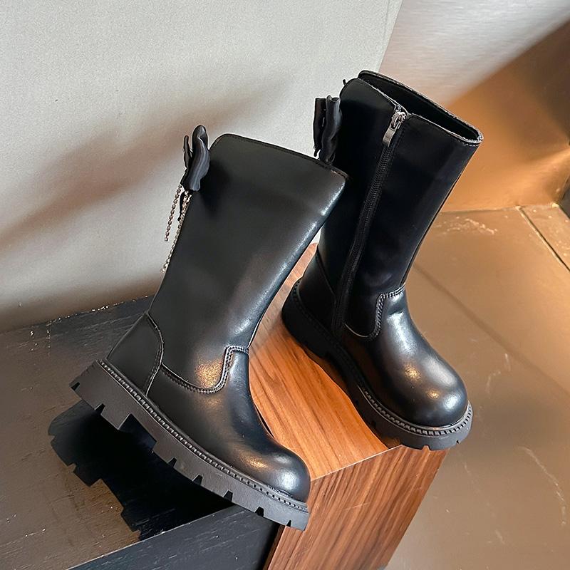 Szykowne Eleganckie Dziewczęce Buty na Platformie Kokarda Wszechstronne Dziecięce Buty Modowe Casualowy Trend Dzieci Księżniczka Czarne Klasyczne Buty Nowe