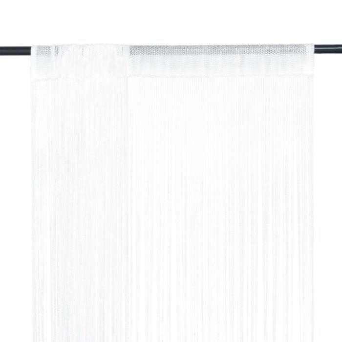 VidaXL Rideau en fils 2 pcs 100 x 250 cm Blanc