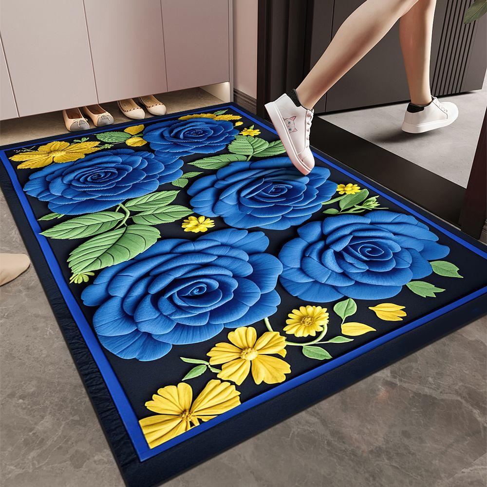 

Коврик с сельским цветком, 3D стереоскопический дизайн, износостойкий кристальный бархатный ковер, креативный цветочный узор, экологически чистая нетканая основа 70cm * 100cm