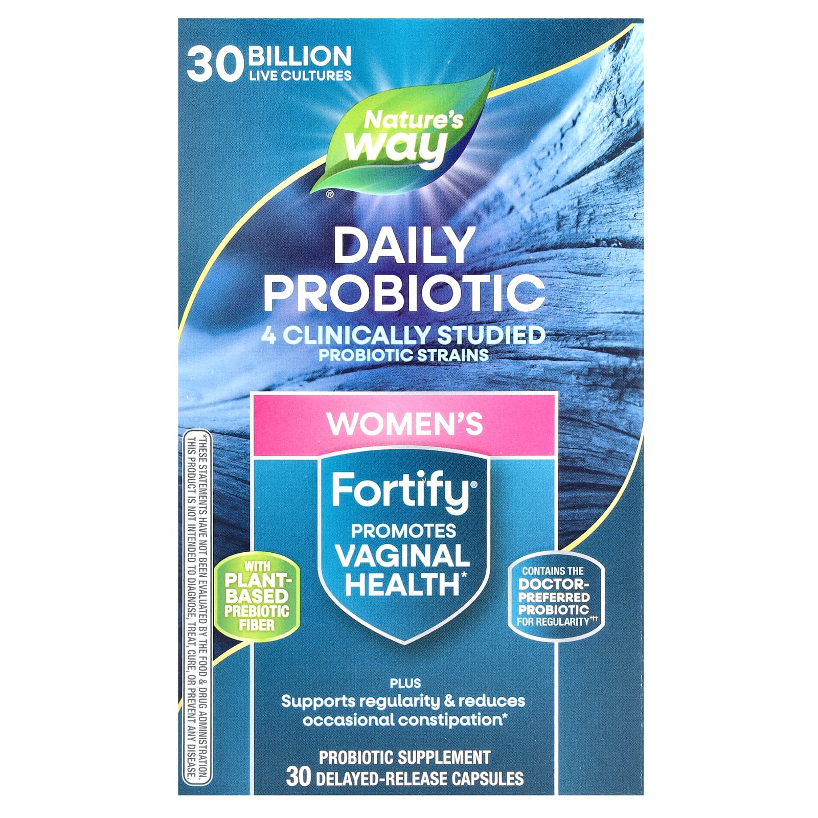 

Nature S Way, Fortify, Women s Probiotic + Prebiotic, Daily Care, 30 Billion, Delayed Release Capsules, 30