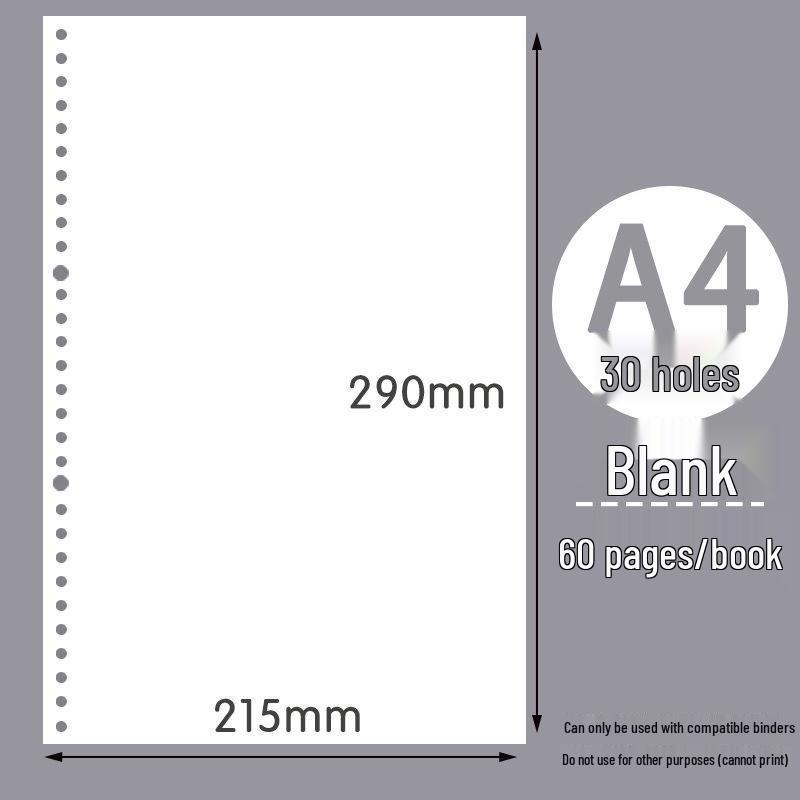 B5/A5 Loose-Leaf Refill Paper, 26/20 Holes, Grid/Horizontal Lines, Notebook Pages