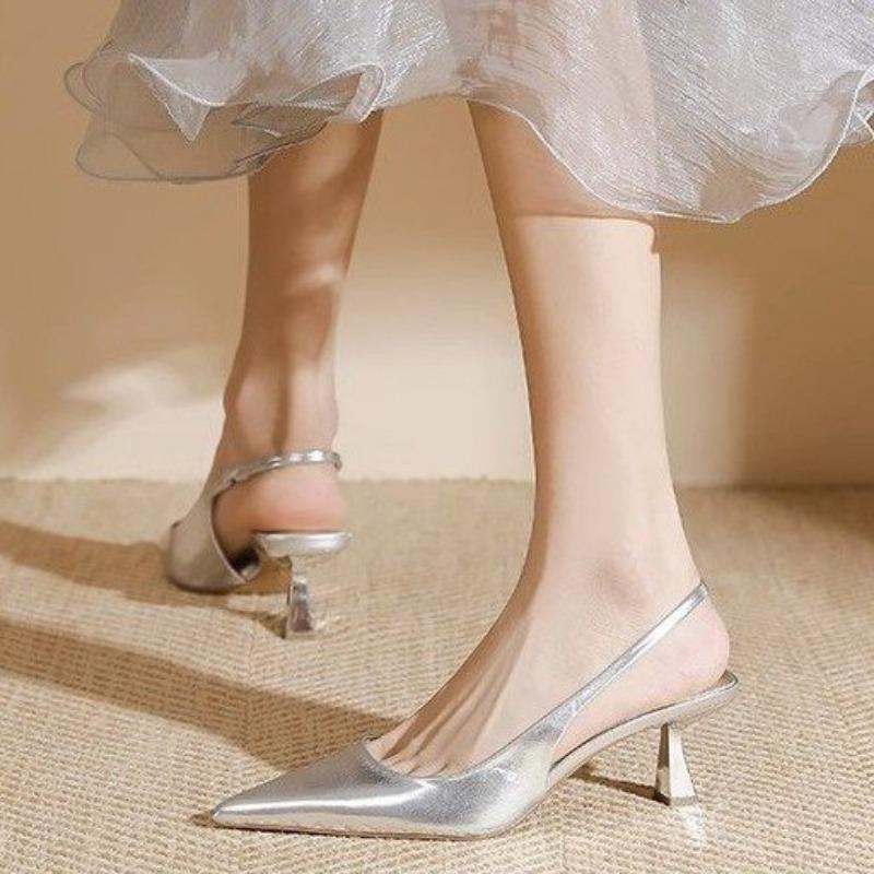 Fashion Sexy Thin Heels Party Women's Pumps 2025 Summer Women Shoes Pointed Toe Fashion High Heel Comfortable Shallow Shoes Silver
