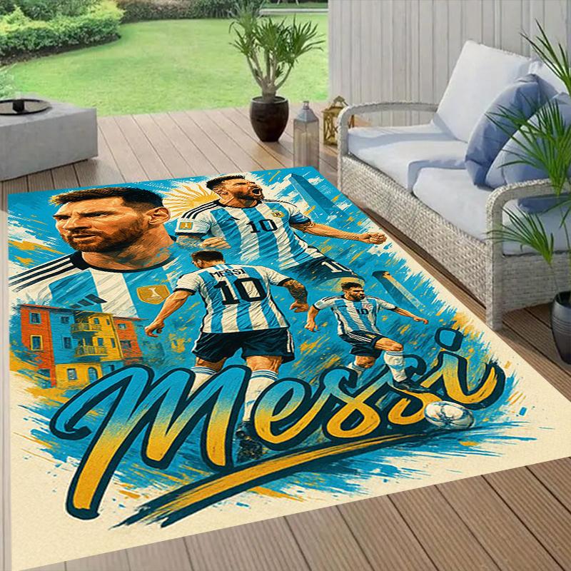 Messi Celebration Style Crystal Velvet Rug, Soft Anti‑Slip Crystal Velvet Carpet for Living Room Bedroom Home Decor