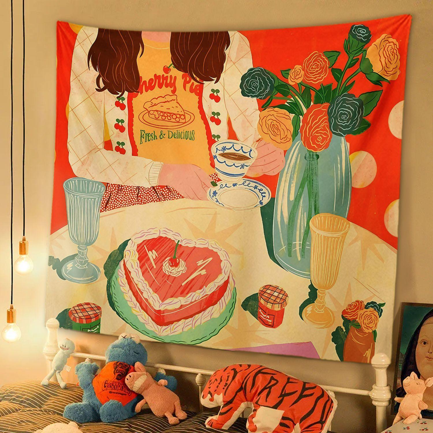 Высоконасыщенная сцена фон ткань подвесная ткань гобелен анимация окружение общежитие украшение фон ткань стена 74x94cm(29x37in)