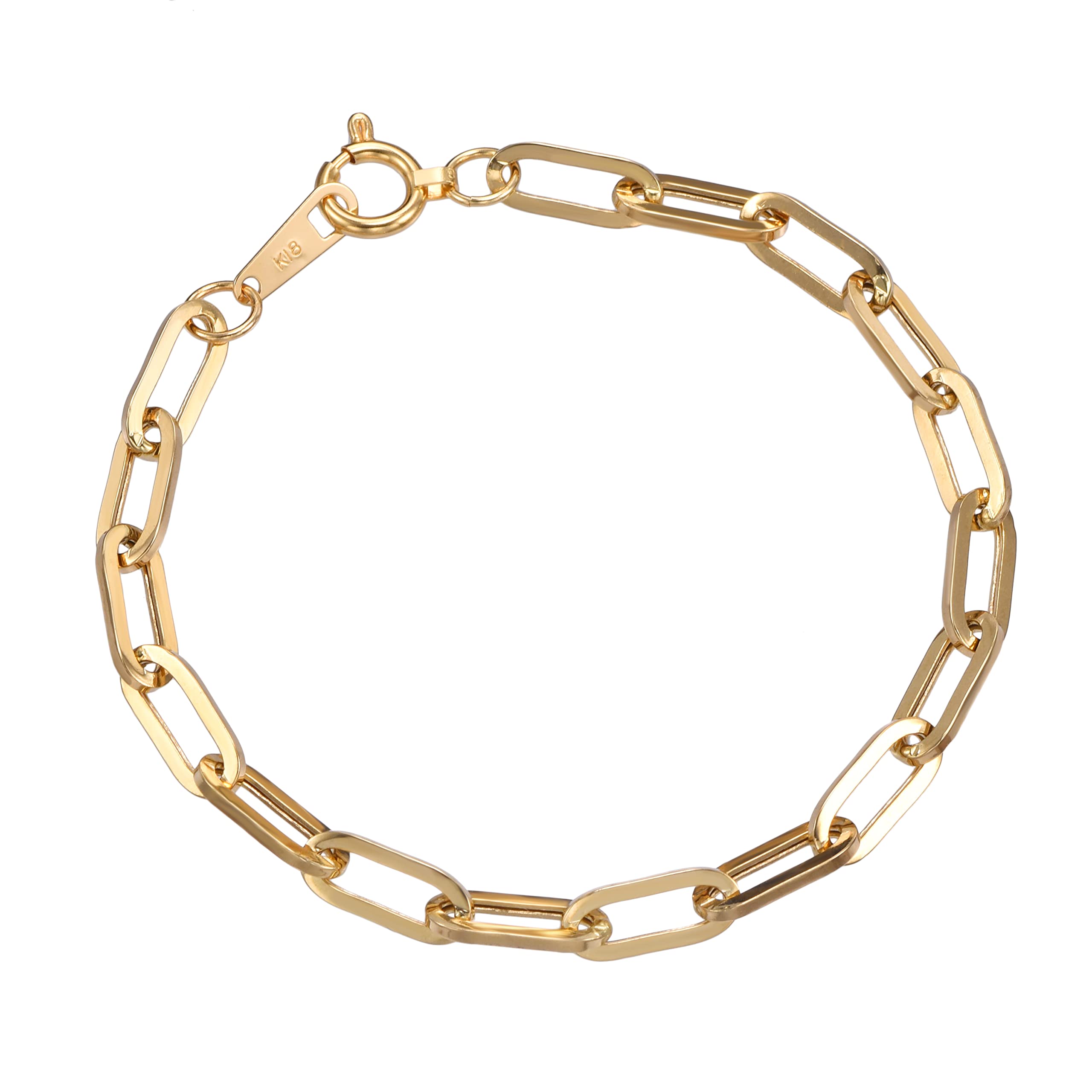

K18 18K Gold Paper Clip Anklet Width Pull Ring Selectable Length Unisex Chain 23cm [Speranza] 4.3mm золотий