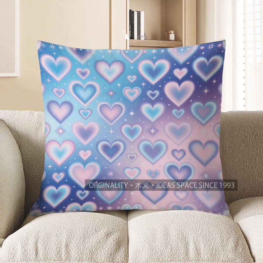 2D Galaxy Hearts Patterned Digital Print Pillow Covers Pattern Cushion Cover Suitable For Sofa Bedroom Car Pillow Cover