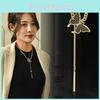 Elegant Butterfly Pendant Necklace For Women Stylish Layered Sweater Chain In Gold Silver