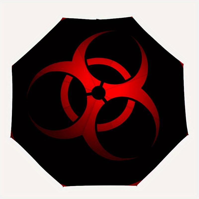 

1pc Biohazard Symbol Automatic Folding Umbrella, 8 Ribs for All-Season Use, Portable for Travel & Outdoor Activities054