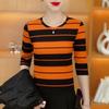 2026 Spring Striped Long Sleeve Women's Top, Round Neck, Versatile, Lightweight, Suitable for Outdoor and Everyday Wear.