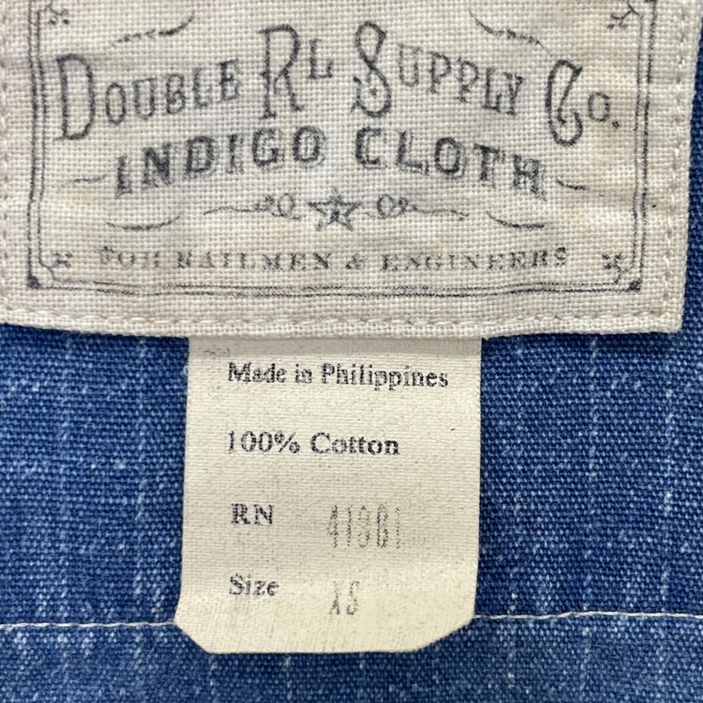 RRL Blaues Allover-Print Langarm-Denimhemd Tops XS blueUsed