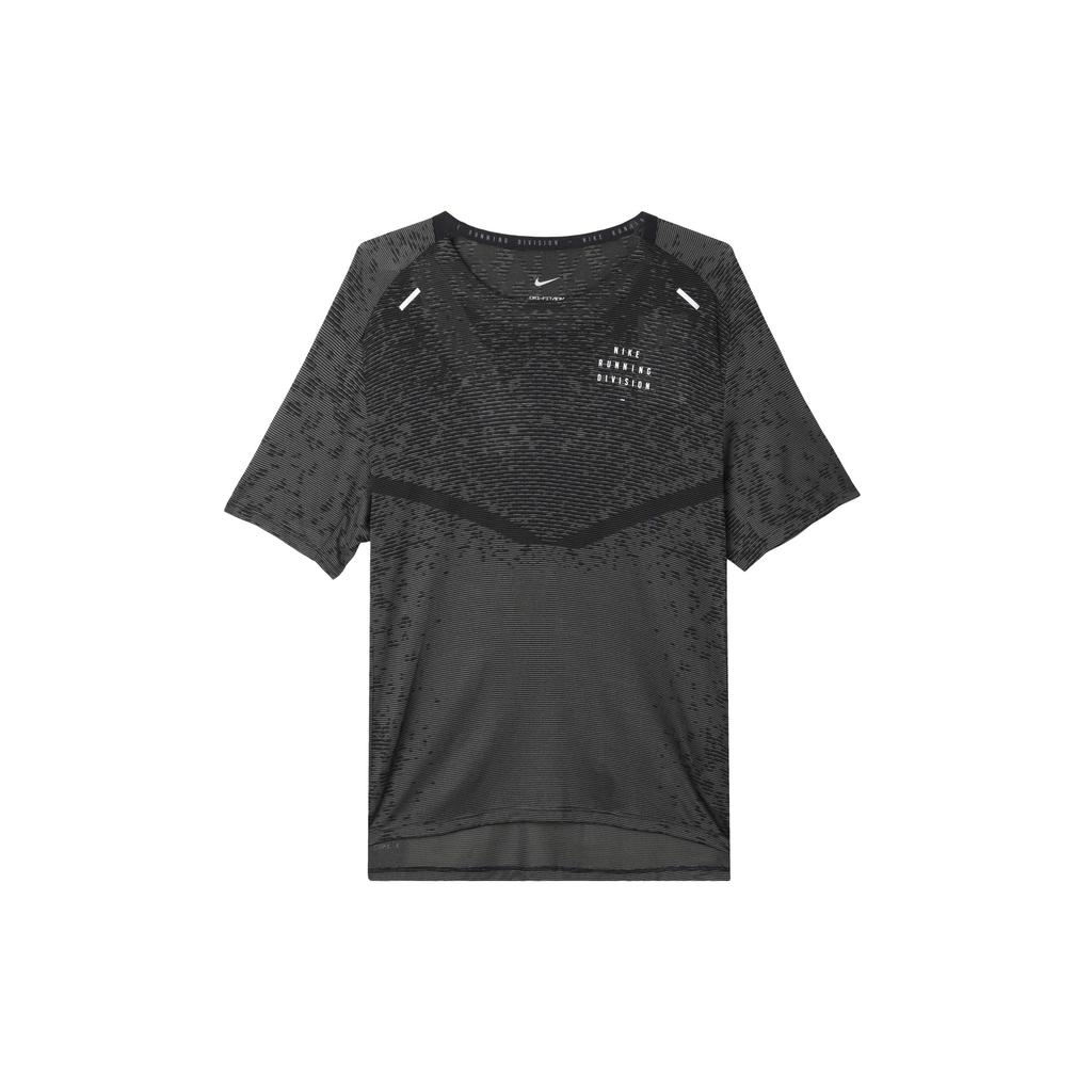 Nike Reflective Print Solid Short Sleeve Running T-Shirt Men Tops Black DM4766-010