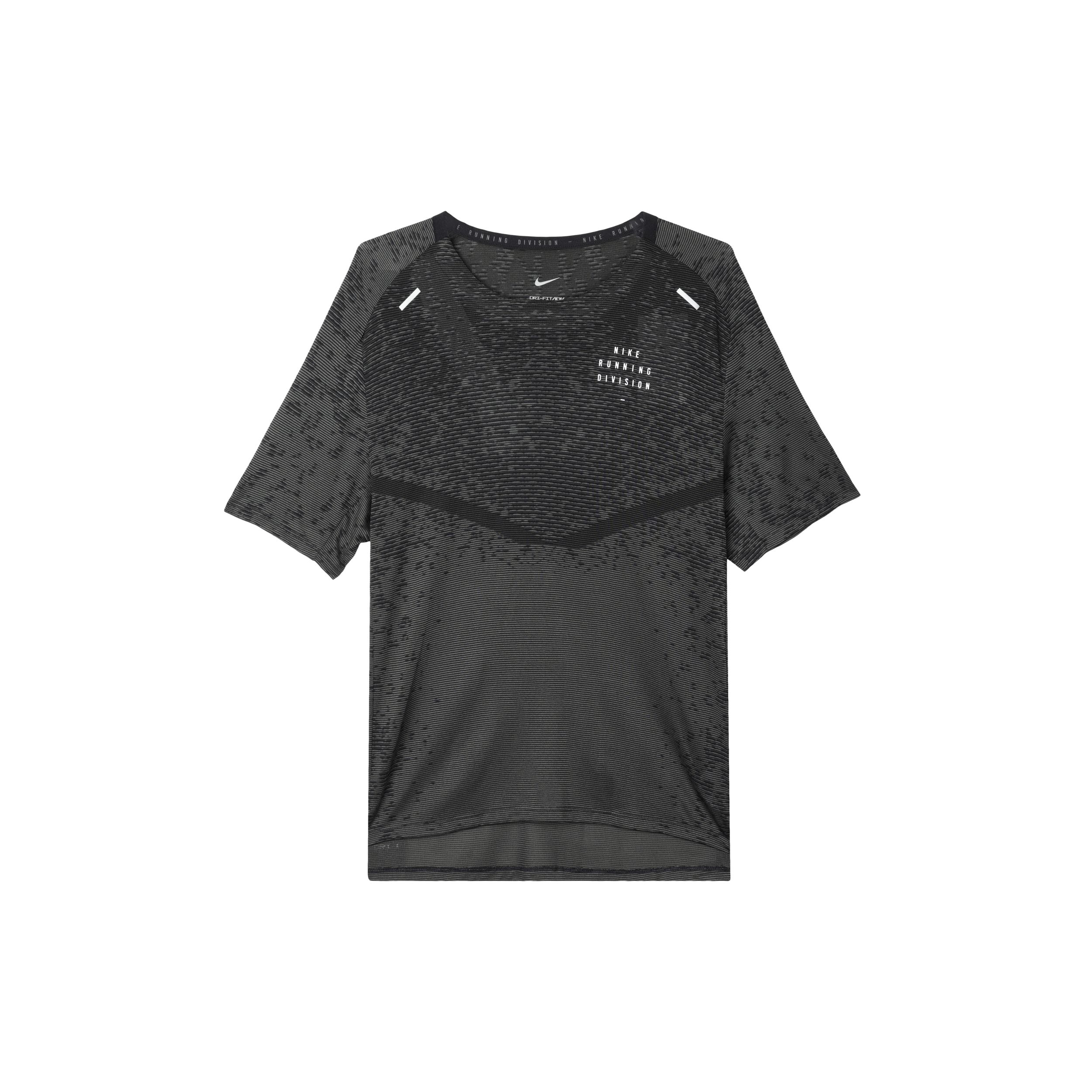 

Мужская однотонная футболка для бега со светоотражающим принтом и короткими рукавами Nike, черные DM4766-010 M