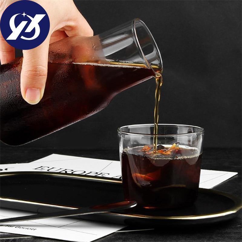 Japanese Style Transparent Candy Color Glass Teacup Set Simple Heat-Resistant Drinking Juice Cup With Tea Pitcher Water Bottle